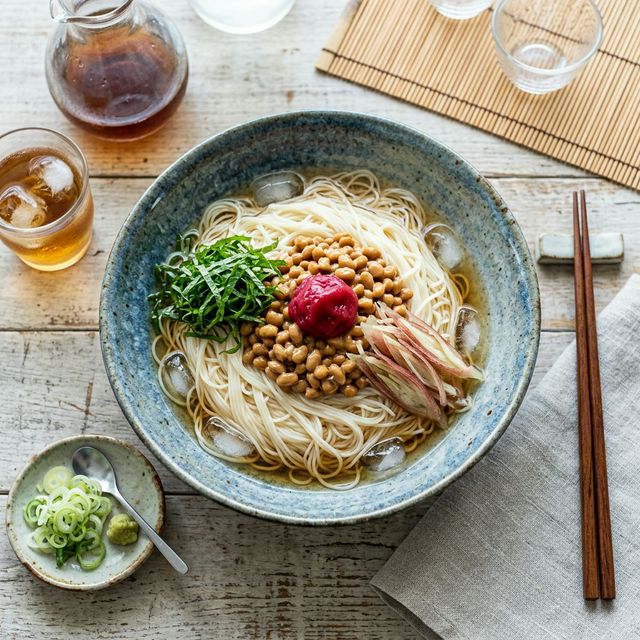 梅納豆の冷やしそうめん